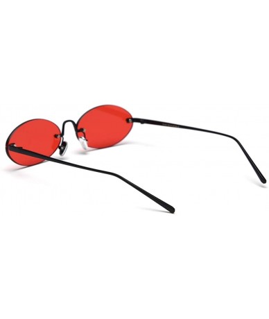 Round Retro Oval Sunglasses Ladies Gift Items Round Rimless Sun Glasses for Men Metal - Black With Red - C318UXQN2YS $21.81