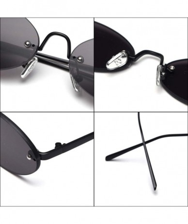 Round Retro Oval Sunglasses Ladies Gift Items Round Rimless Sun Glasses for Men Metal - Black With Red - C318UXQN2YS $21.81