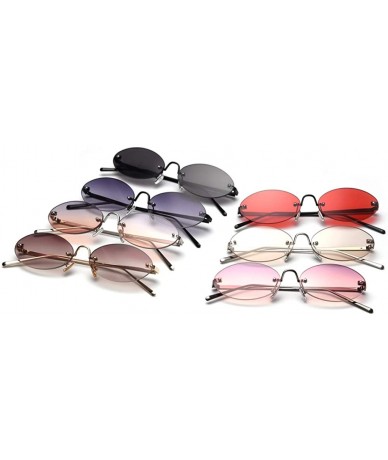 Round Retro Oval Sunglasses Ladies Gift Items Round Rimless Sun Glasses for Men Metal - Black With Red - C318UXQN2YS $21.81