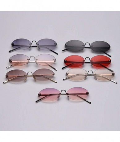 Round Retro Oval Sunglasses Ladies Gift Items Round Rimless Sun Glasses for Men Metal - Black With Red - C318UXQN2YS $21.81