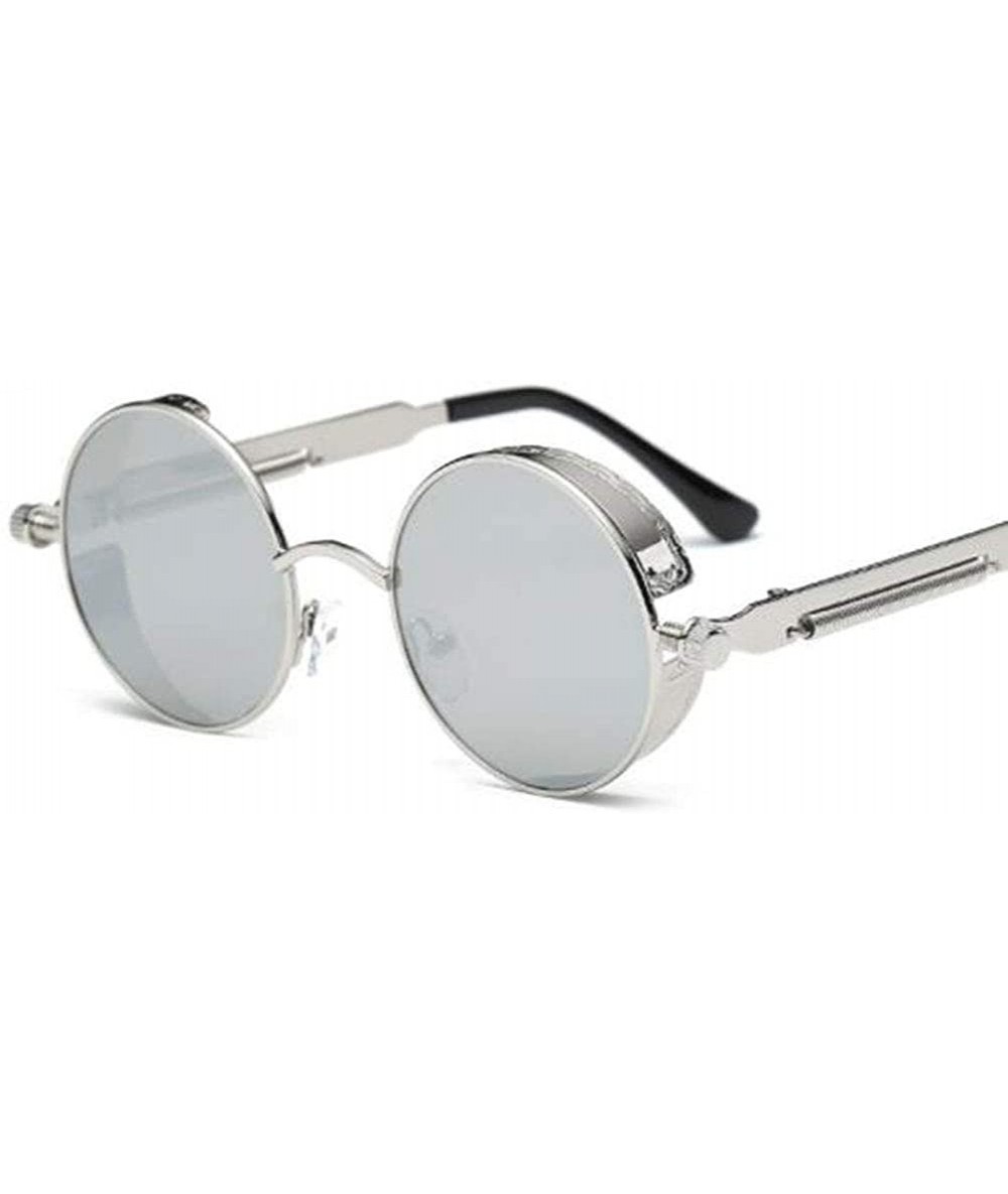 Round Metal Round Sunglasses Vintage Punk Style Men's And Women's Sunglasses - 8 - CD18UDH9R5Q $48.37