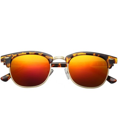 Rimless Unisex Retro Classic Stylish Malcom Half Frame Polarized Sunglasses - Tortoise Brown - Lava Red - CF187UCXEAU $23.03