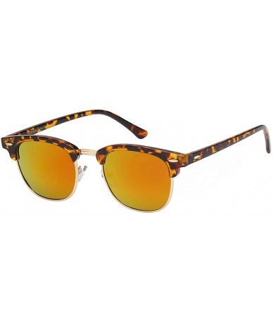 Rimless Unisex Retro Classic Stylish Malcom Half Frame Polarized Sunglasses - Tortoise Brown - Lava Red - CF187UCXEAU $23.03