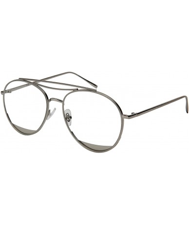 Aviator Modern Metal Double Bar Aviators with Flat Lens 3130-FLREV - Silver - CJ185HGGNUE $19.63