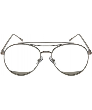 Aviator Modern Metal Double Bar Aviators with Flat Lens 3130-FLREV - Silver - CJ185HGGNUE $19.63