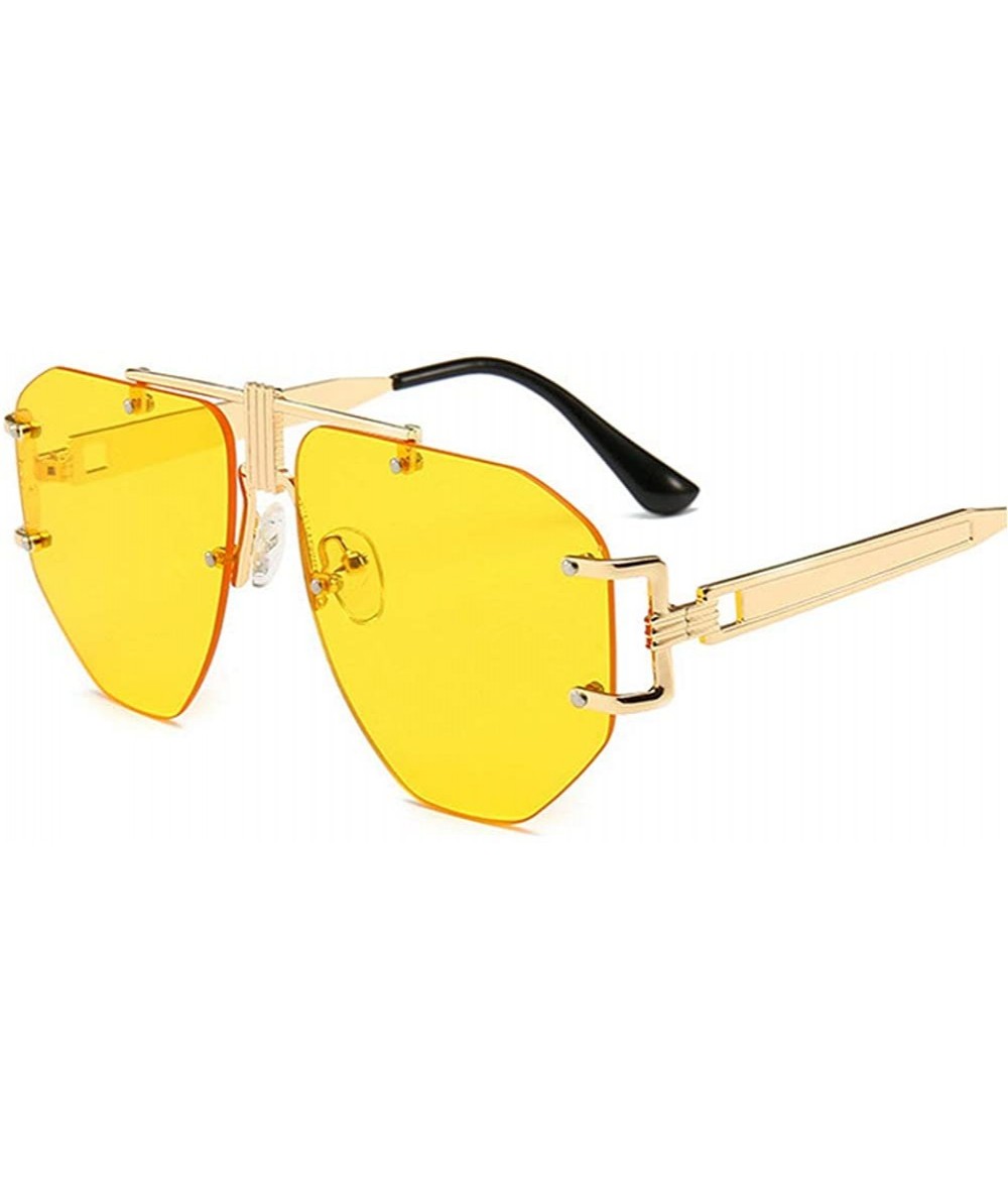 Butterfly Fashion New Cut Edge Big Frame Retro Punk Style Wind Unisex Sunglasses - Yellow - CP18N09YAK6 $22.06