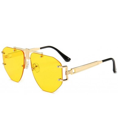 Butterfly Fashion New Cut Edge Big Frame Retro Punk Style Wind Unisex Sunglasses - Yellow - CP18N09YAK6 $22.06