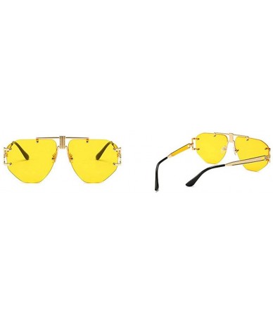 Butterfly Fashion New Cut Edge Big Frame Retro Punk Style Wind Unisex Sunglasses - Yellow - CP18N09YAK6 $22.06