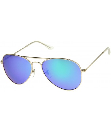 Aviator Classic Matte Metal Frame Colored Mirror Lens Aviator Sunglasses 57mm - Gold / Green Mirror - CR12KCPGMOR $26.96