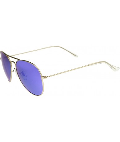 Aviator Classic Matte Metal Frame Colored Mirror Lens Aviator Sunglasses 57mm - Gold / Green Mirror - CR12KCPGMOR $26.96