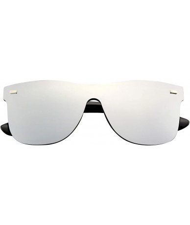 Square Mens Womens Mirrored Rimless Color Lens Reflective Retro Vintage Sunglasses - Silver - CP18STI6NEI $18.79