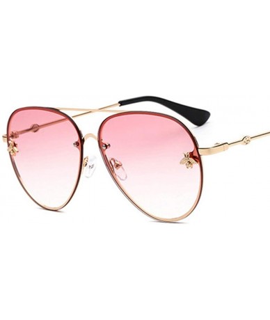 Rimless Pilot Brand Desidn Sunglasses For Women Sun Glasses Little Bee Decoration Eyewear Pink Gradient Lenses UV400 - C418RO...