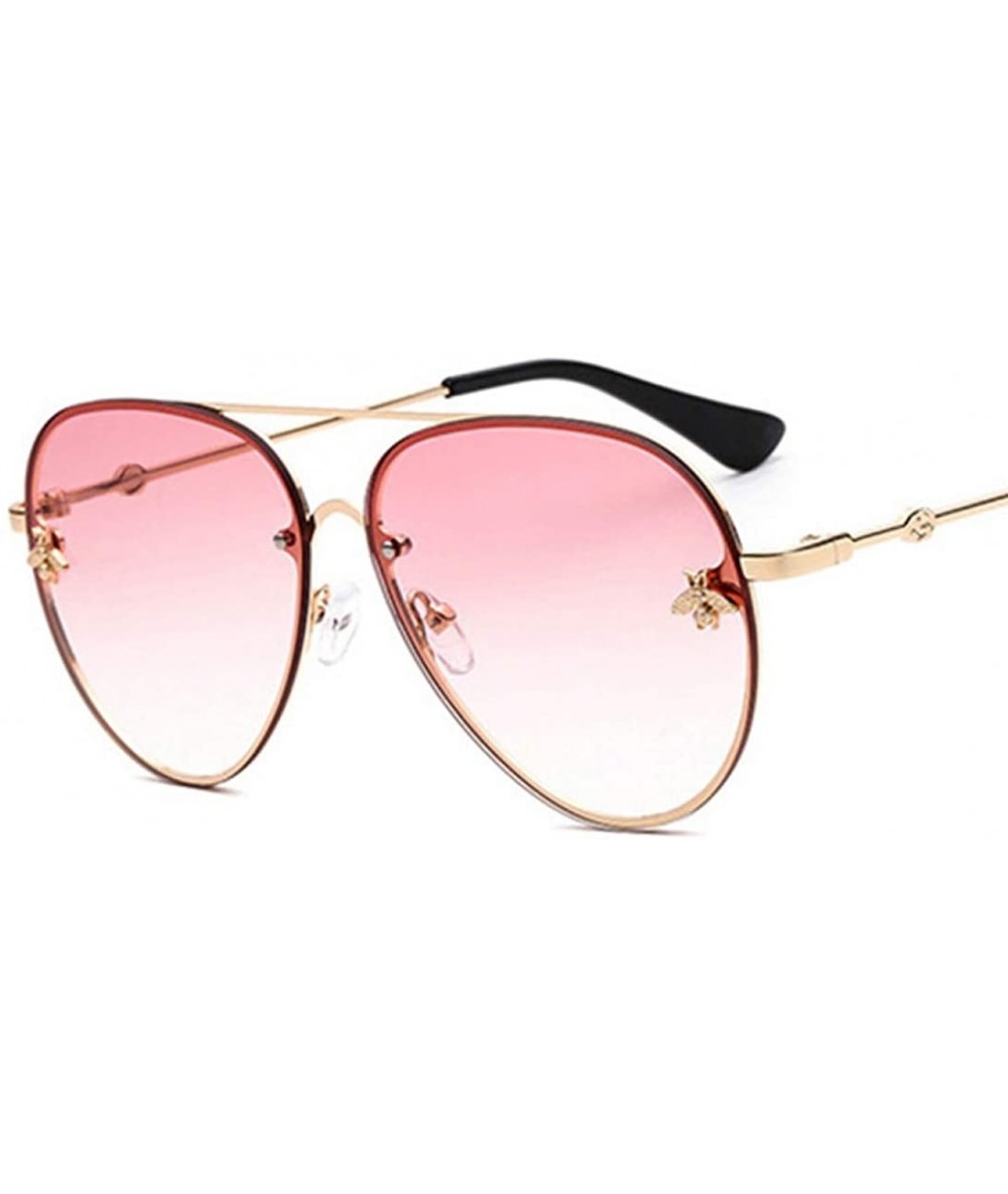 Rimless Pilot Brand Desidn Sunglasses For Women Sun Glasses Little Bee Decoration Eyewear Pink Gradient Lenses UV400 - C418RO...