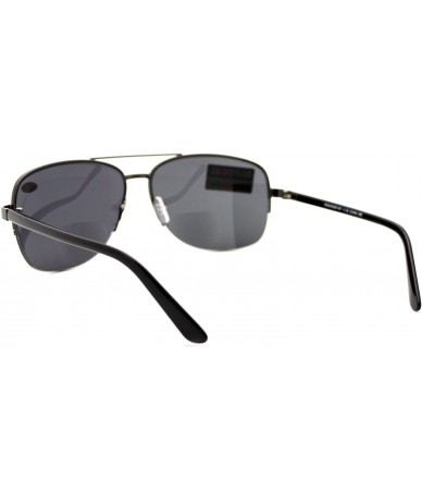 Aviator Bifocal Magnification Lens Sunglasses Mens Half Rim Aviator Tinted Reader - Gunmetal - CS1854M26DD $20.15