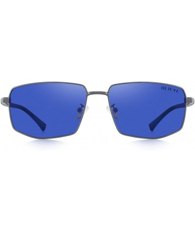 Oversized Mens Classic Sunglasses Male Polarized Rectangle Sun glasses For Men - Blue Mirror - C818OUM7M8E $47.81