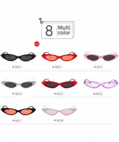 Oval Mini Vintage Retro Extra Narrow Oval Round Skinny Cat Eye Sun Eye Glass (Color NO.7) - No.7 - CY18X5KIKZY $57.09