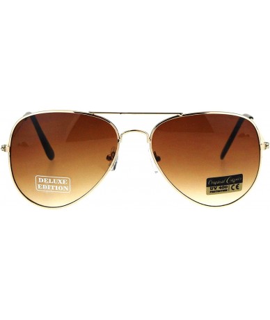 Aviator Mens Air Force Classic 80s Tear Drop Metal Rim Officer Sunglasses - Gold Brown - C418KQN7WYH $17.85