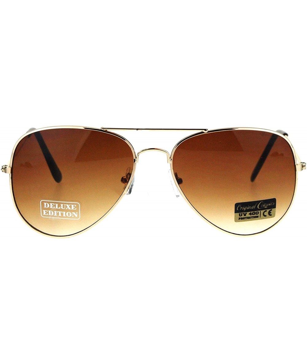 Aviator Mens Air Force Classic 80s Tear Drop Metal Rim Officer Sunglasses - Gold Brown - C418KQN7WYH $17.85