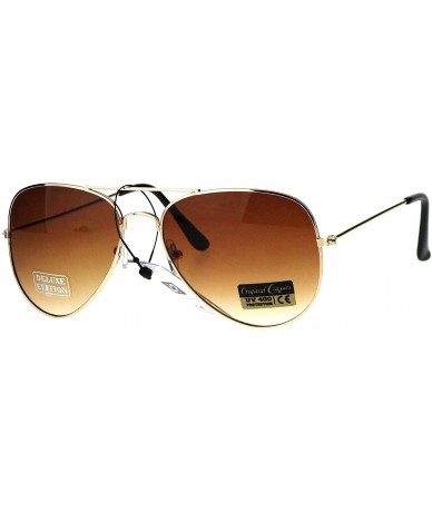 Aviator Mens Air Force Classic 80s Tear Drop Metal Rim Officer Sunglasses - Gold Brown - C418KQN7WYH $17.85