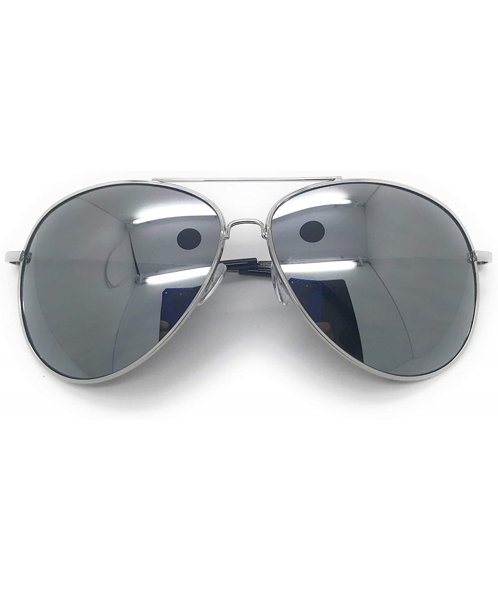 Oversized Premium Classic Aviator sunglasses for Men Women 100% UV Protection - Silver Mirror - C818U4K4TD0 $22.64