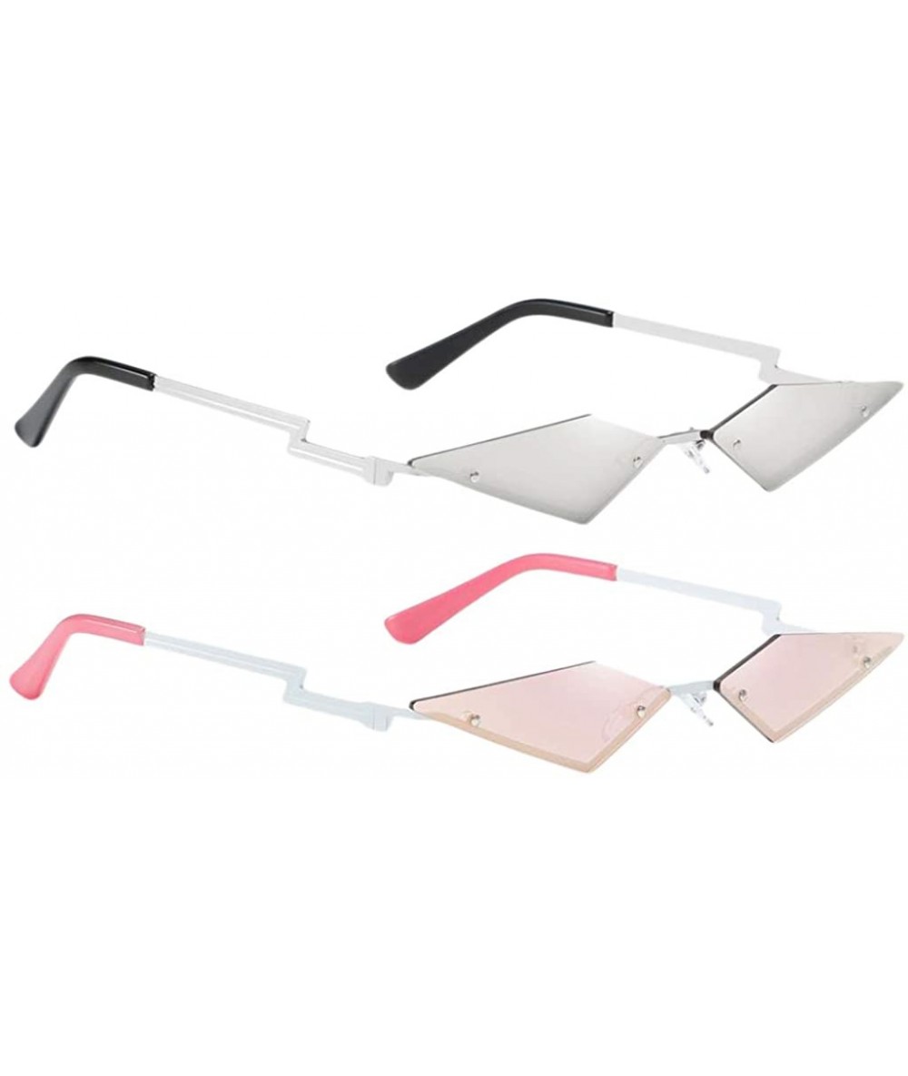 Rimless 2x Retro Design Fashion Cat Eye Sunglasses UV400 Sun Punk Slim Glasses - C7190R46UQ8 $29.18