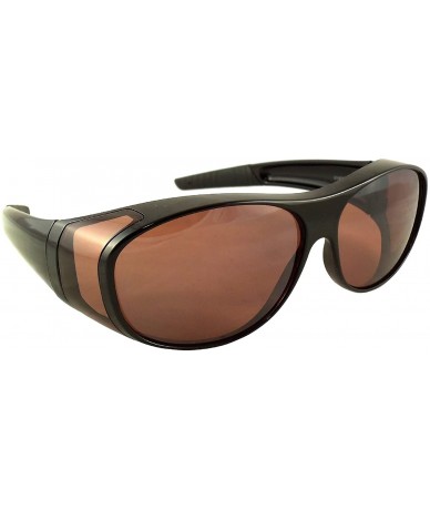 Wrap Men Women Blue Blocking Fit Over Sunglasses With HD Copper Driving Lenses - Medium Black - CO12MXQ8TCE $25.40