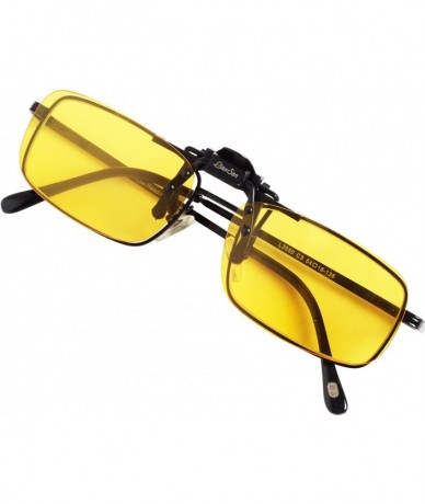 Rectangular Polarized Men Women Outdoor Sport Clip on Flip up Driving Sunglasses - Yellow Small - C011EYLAZG1 $27.38