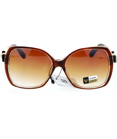 Butterfly Bow Pearl Jewel Arm Diva Designer Butterfly Womens Sunglasses - Brown Clear - CF12O4XGMLD $23.24