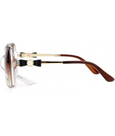 Butterfly Bow Pearl Jewel Arm Diva Designer Butterfly Womens Sunglasses - Brown Clear - CF12O4XGMLD $23.24