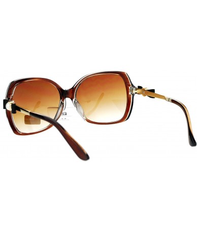 Butterfly Bow Pearl Jewel Arm Diva Designer Butterfly Womens Sunglasses - Brown Clear - CF12O4XGMLD $23.24