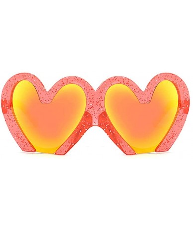 Oversized Fun Bling Large Sunglasses Glittered Oversized Heart Frame Beach Party Costume - Glittered Red - C318OQIL4TY $24.08