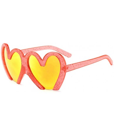 Oversized Fun Bling Large Sunglasses Glittered Oversized Heart Frame Beach Party Costume - Glittered Red - C318OQIL4TY $24.08