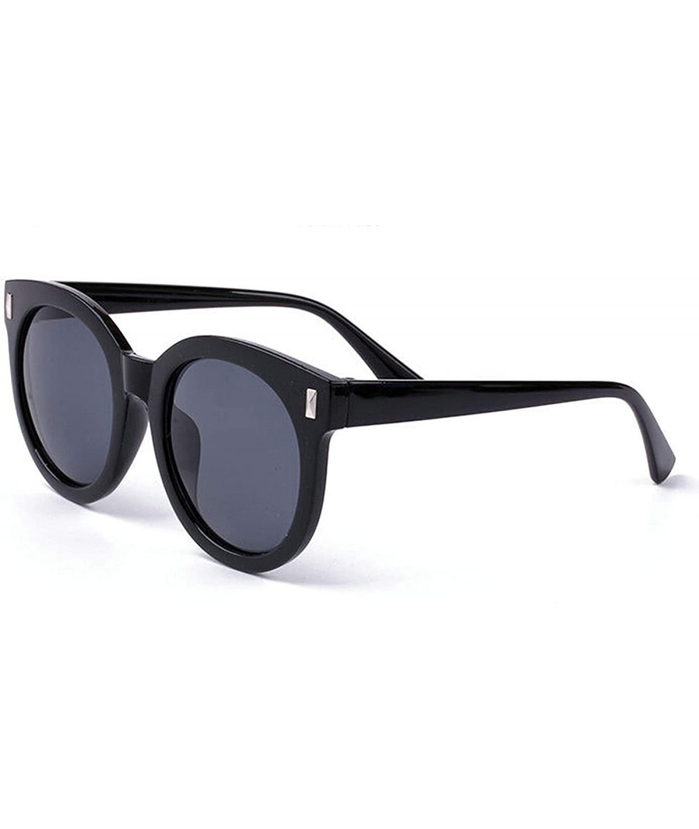 Oversized Classic Retro Designer Style Round Sunglasses for Women plastic Resin UV 400 Protection Sunglasses - Black - C018SA...