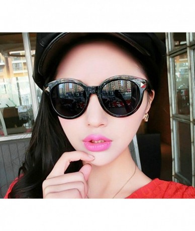 Oversized Classic Retro Designer Style Round Sunglasses for Women plastic Resin UV 400 Protection Sunglasses - Black - C018SA...