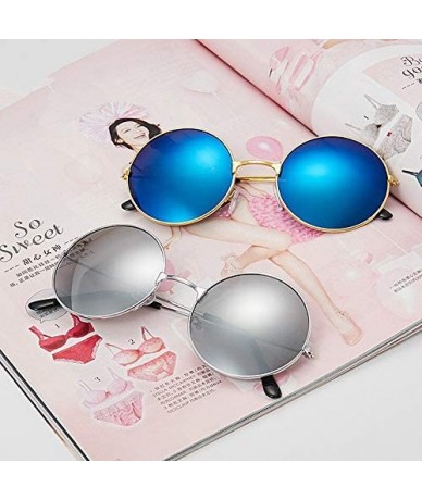 Round Vintage Polarized Sunglasses Fashion Mirrored - C9199XE3K5T $21.50