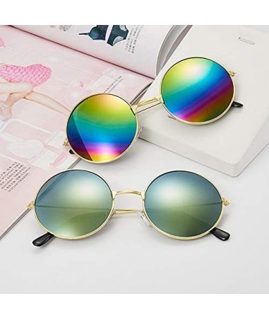 Round Vintage Polarized Sunglasses Fashion Mirrored - C9199XE3K5T $21.50