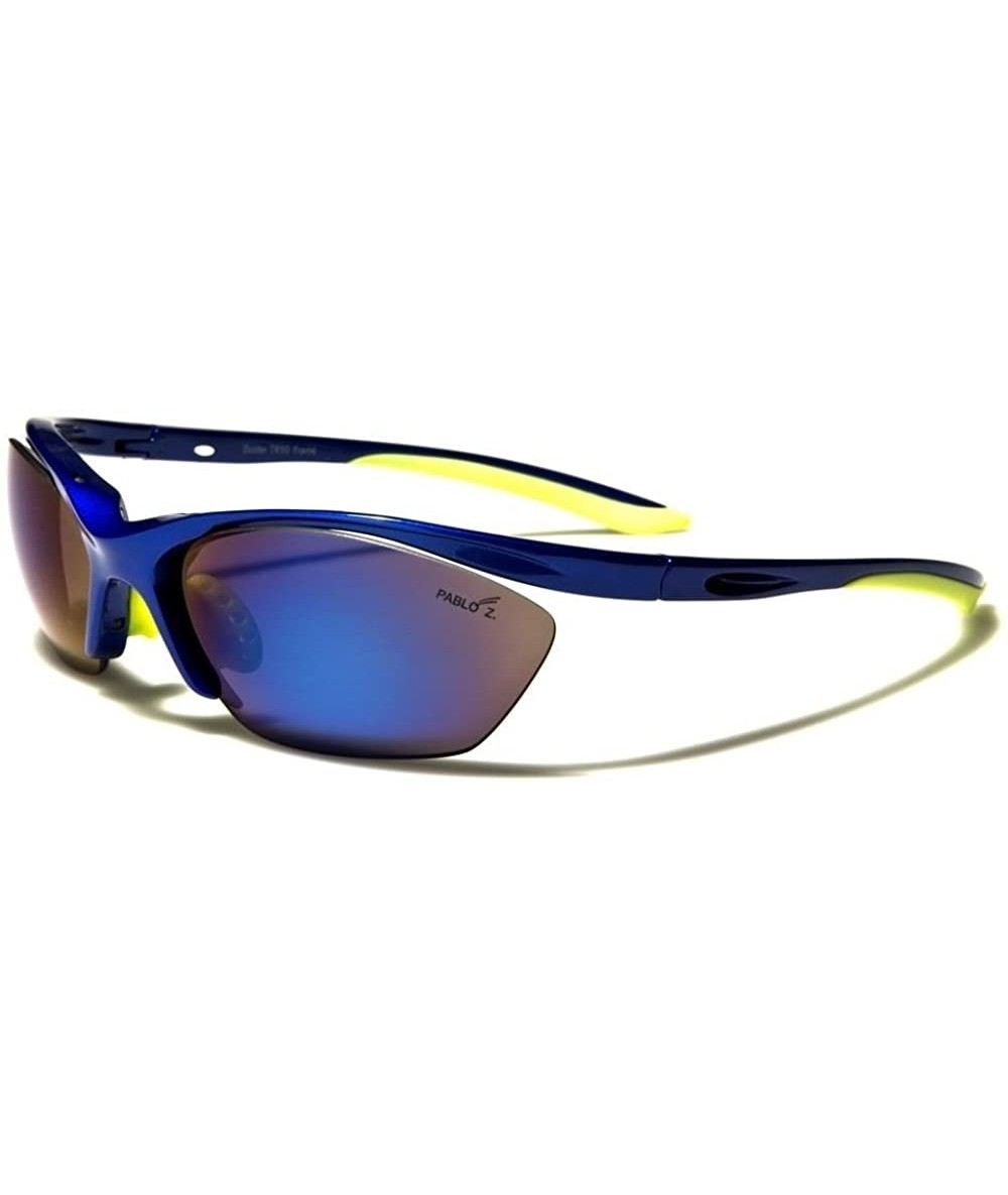 Rimless Cycling Running Athletic Baseball Semi-Rimless TR-90 Frame Sport Sunglasses - Blue - C018XL83KDU $19.07