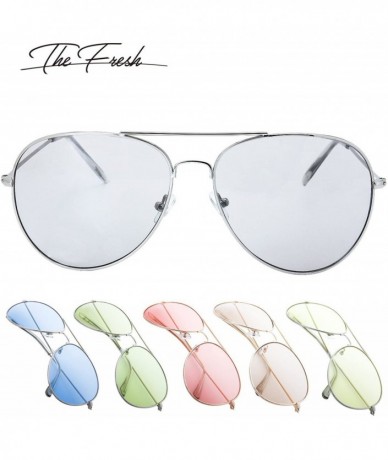 Rectangular Classic Aviator Frame Light Color Lens XL Oversized Sunglasses Gift Box - 6-silver - CQ18670KCEW $20.80