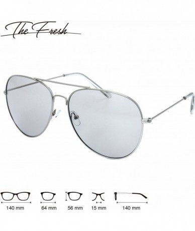 Rectangular Classic Aviator Frame Light Color Lens XL Oversized Sunglasses Gift Box - 6-silver - CQ18670KCEW $20.80