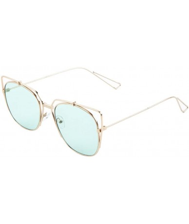 Cat Eye Flat Rounded Square Lens Extra Rim Cat Eye Sunglasses - Gold - CG1907AIYKR $27.12