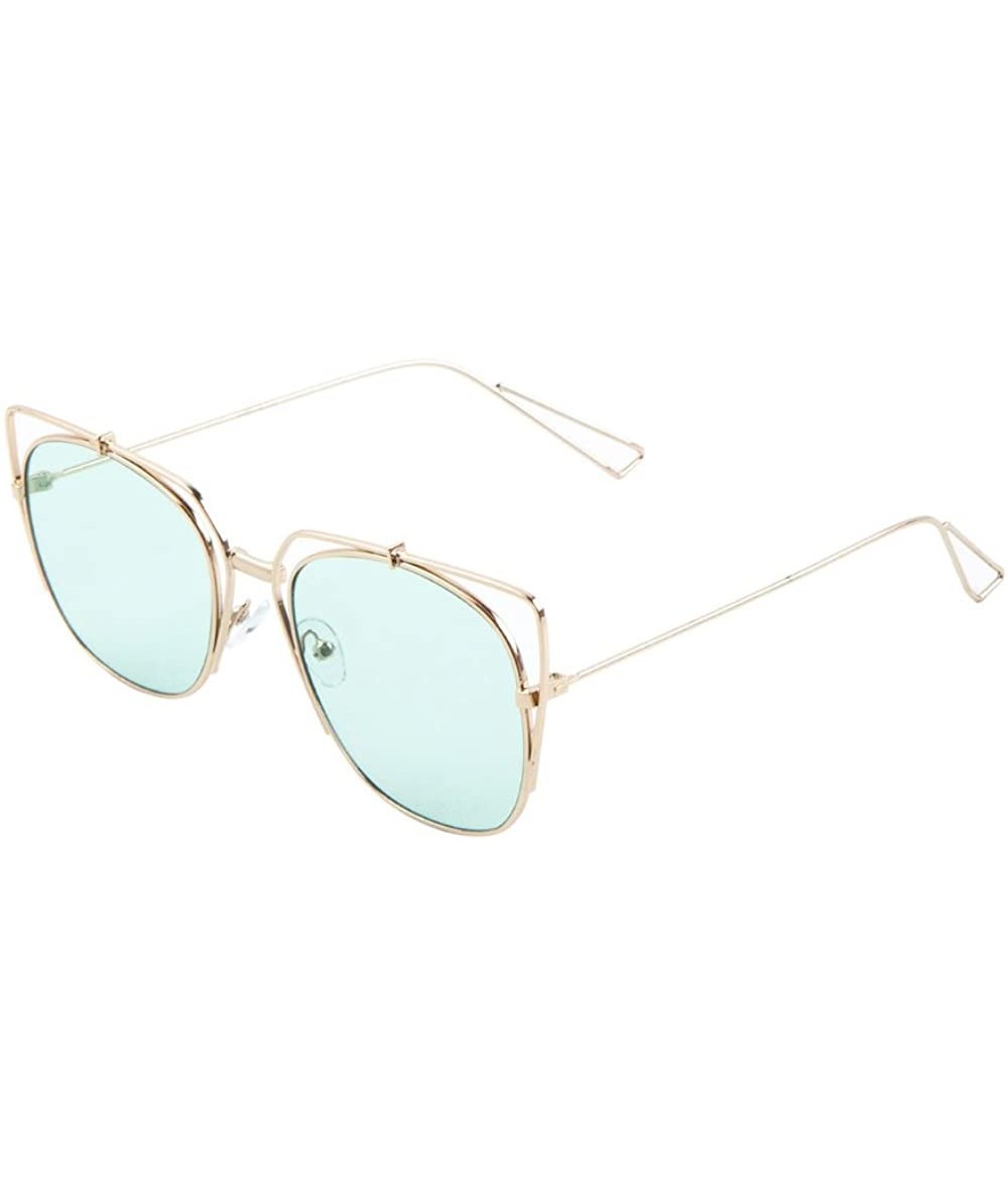 Cat Eye Flat Rounded Square Lens Extra Rim Cat Eye Sunglasses - Gold - CG1907AIYKR $27.12