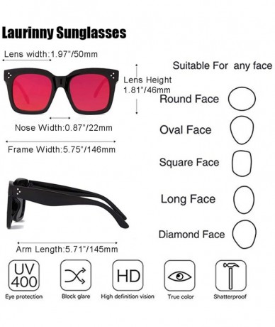 Square Sunglasses for Men Women Stylish Clear Lens Square Black Frame - Black Frame Red Lens - CE19972OILA $21.16