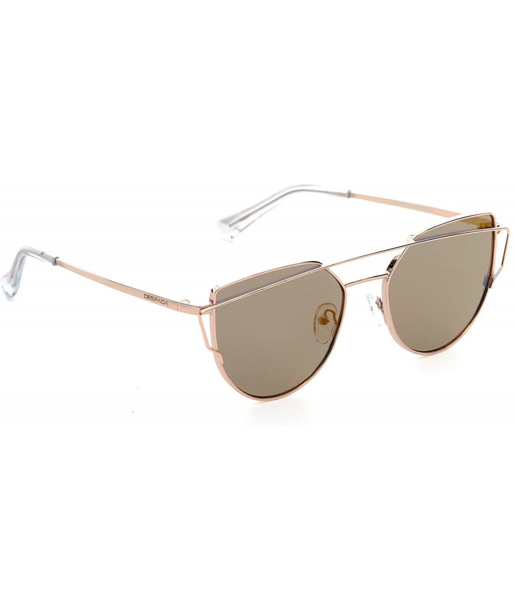 Aviator Made In ITALY Cat Eye Plastic Lens Street Fashion Metal Frame Women Sunglasses DS1517 - Gold - CT189NU50GH $23.64