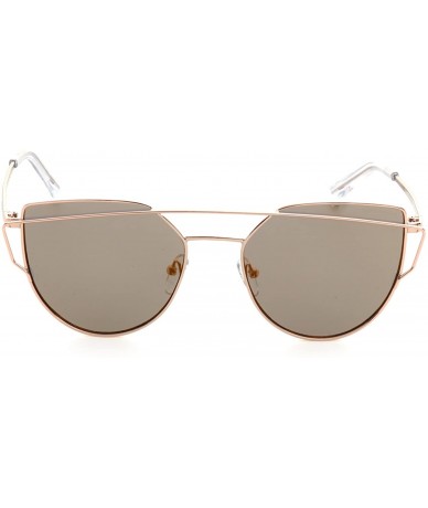 Aviator Made In ITALY Cat Eye Plastic Lens Street Fashion Metal Frame Women Sunglasses DS1517 - Gold - CT189NU50GH $23.64