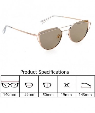 Aviator Made In ITALY Cat Eye Plastic Lens Street Fashion Metal Frame Women Sunglasses DS1517 - Gold - CT189NU50GH $23.64