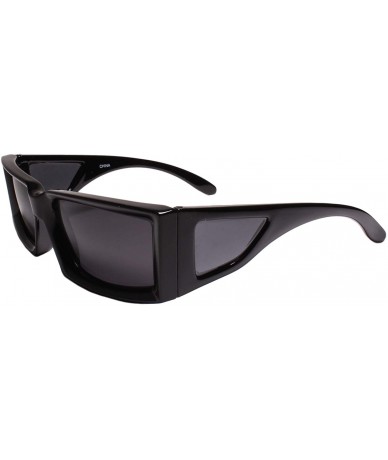 Shield Unique Funky Stylish Mens Womens Rectangle Sunglasses with Side Shield - Black - C518Z0CMZAI $22.99