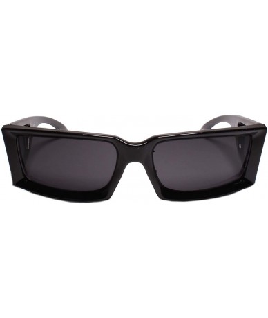 Shield Unique Funky Stylish Mens Womens Rectangle Sunglasses with Side Shield - Black - C518Z0CMZAI $22.99