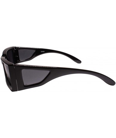 Shield Unique Funky Stylish Mens Womens Rectangle Sunglasses with Side Shield - Black - C518Z0CMZAI $22.99