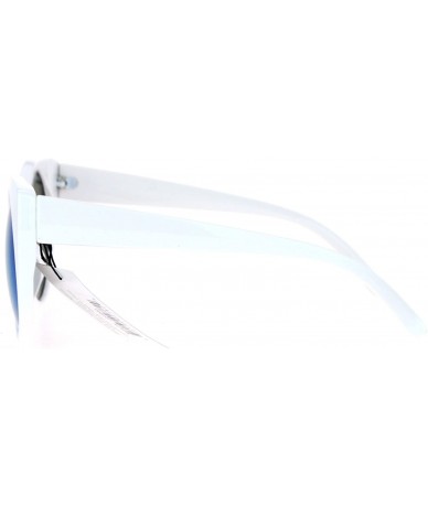 Oversized Womens Round Circle Cateye Sunglasses Oversized Fashion Eyewear UV 400 - White (Blue Mirror) - C4188I0EH0Q $21.01