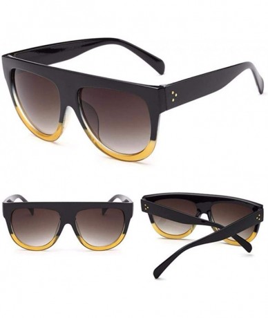 Oversized 2019 Fashion Sunglasses Women Flat Top Style Brand Design Vintage Sun Glasses 6 - 1 - C718YZTUIWU $18.27